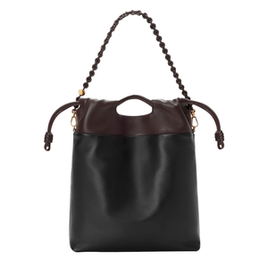 Bolso Tote de Mujer Personalizado de Lujo Minimalista en Dos Tonos con Cordón de Cuero para Marca - Product Image 1