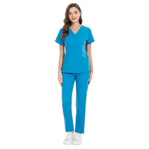 Unisex Nursing Scrubs Sets Fashionable Stretch Short Sleeve Multiple Pockets <b>Nurse</b> Uniform Hospital Beauty Salon Staff - Product Image 5