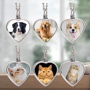 Collier personnalisé pour cendres d'animaux de compagnie avec cadre photo et gravure de texte – Bijou commémoratif pour chien et chat – Pendentif souvenir - Product Image 3