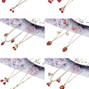 XUPING gioielli in acciaio inox perla perla ciliegia orecchino <span class=keywords><strong>collana</strong></span> fragola farfalla <span class=keywords><strong>coccinella</strong></span> frutta bambina <span class=keywords><strong>collana</strong></span> bambino - Product Image 1