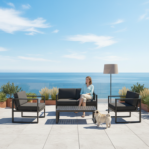 Luxuriöses Outdoor-Aluminium-Freizeitmöbel-Set mit Couchtisch 4-Sitzer Modernes Design Wetterbeständig - Product Image 1