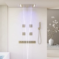 Système de Douche Thermostatique Encastré Mural pour Plafond LED Grande Tête et Baignoire, Ensemble de Douche Complet pour Salle de Bain