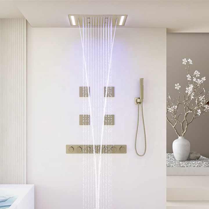 Ceiling Mounted LED Big Head Shower Wall Mounted Recessed Bathtub Mixer ...