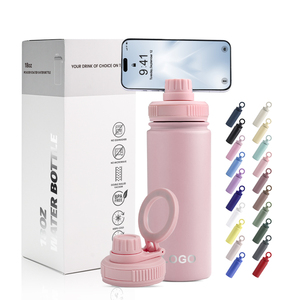 Customized Stainless Steel Vacuum Insulated Wide Mouth Sport Water <b>Bottle</b> with Magnetic Cell Phone Holder and Handle & Lid - Product Image 1