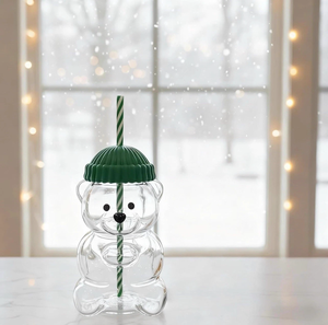 20 온스 귀여운 곰 모양 머그 재사용 가능한 유리 컵 커피 주스 밀크 티 스무디 휴일 선물 카페 바 사용 - Product Image 4