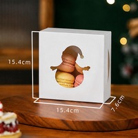 Boîtes à desserts de Noël avec fenêtre découpée, en papier blanc, pour macarons, biscuits, pâtisseries, cadeaux de Noël, fêtes de fin d'année