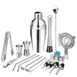 Juego de Herramientas de Bar Estilo Japonés 22 en 1, Acero Inoxidable, Mezclador de Bebidas de 25 oz con Colador/Sacacorchos - Product Image 4