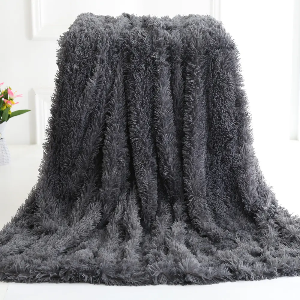 Luxury Long Blanket Plain Double-Sided Fluff Rich, Fluff Soft, Shiny Air-Conditioning Blanket Thicken Plush