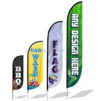 Drapeau de plage avec mât en fibre de verre, matériau non tissé, affichage graphique interchangeable, manchon à changement rapide, promotion pour l'espace commercial avant-garde