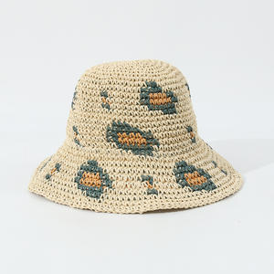 2025 nouveau léopard Design fait à la main au crochet pêcheur <span class=keywords><strong>chapeau</strong></span> pliable soleil <span class=keywords><strong>chapeau</strong></span> papier <span class=keywords><strong>paille</strong></span> vacances plage <span class=keywords><strong>chapeau</strong></span> - Product Image 2