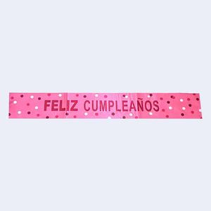 Banda de plástico reutilizable con letras fucsia y diseño de lunares rosas para cumpleaños infantil, decoración elegante para fiestas - Product Image 1