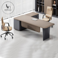 Meubles de bureau commerciaux, bureau de direction moderne en forme de L, bureau de patron de luxe, bureau de PDG en bois, directement de l'usine