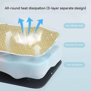 Tapis rafraîchissants d'été pour animaux de compagnie en gros, coussinets de glace respirants antidérapants à motif uni en fibres végétales, lavables à la main, spéciaux pour chiens - Product Image 3