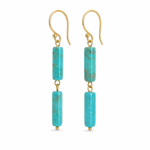 Orecchini pendenti geometrici bohémien blu e verdi da donna, gioielli leggeri alla moda - Product Image 1