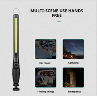 Lampe de travail COB rechargeable par USB, 500 lm, multifonction, portable, avec base magnétique et crochet, indicateur de batterie, pour réparation automobile