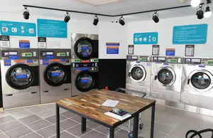 Máquina de lavar roupa a seco comercial de 25kg, máquina de lavar roupa elétrica com capacidade de 12kg, secadora a combustível para lavanderia, uso em lavanderias