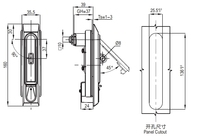 Yeeka 1209-101-10-P Serrure à poignée oscillante à commande par tige, design unique, en zinc moulé sous pression, verrouillable sur demande, avec cylindre à profil interchangeable