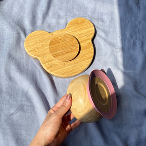 Assiettes et bols en bois de <span class=keywords><strong>bambou</strong></span> pour bébé, formes personnalisées, assiettes en <span class=keywords><strong>bambou</strong></span> respectueuses de l'environnement avec ventouses en Silicone - Product Image 2