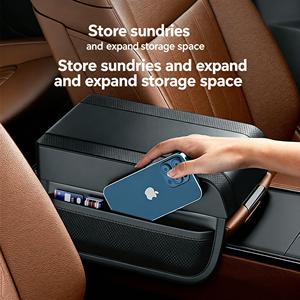 Cuscino <span class=keywords><strong>Universale</strong></span> per <span class=keywords><strong>Bracciolo</strong></span> <span class=keywords><strong>Auto</strong></span> con Organizer Laterale, Morbido Cuscino in Memory Foam con Borsa Portaoggetti - Product Image 4