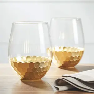 Gold Honeycomb Perfection Drinking Stemless Wine Glass