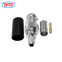Conector Coaxial RF EZ de 50 Ohmios, Tipo BNC Hembra, con Pin sin Soldadura para RG58 LMR195 .195, Disponible en Stock