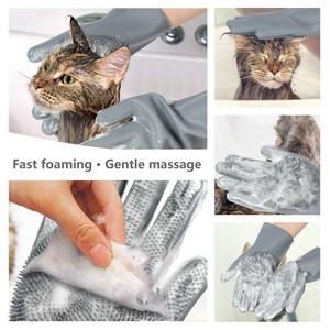 Pet bakım eldiven nazik köpek banyo şampuan fırça masaj eldiveni gelişmiş beş parmak tasarımı ile verimli deglove eldiven - Product Image 4