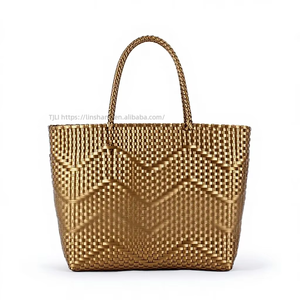 Solid Color Woven PVC Large Capacity Square Mummy Tote <b>Shoulder</b> Shopping Bag With Double <b>Shoulder</b> <b>Straps</b> Open Closure Tanjing - Product Image 1