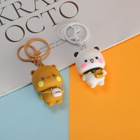 Couple Kawaii poupées Bubu et Dudu pendentif mignon dessin animé Panda ours métal porte-clés sac à dos pour enfants à la mode cadeau d'anniversaire