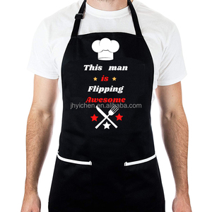 Bán Buôn Màu Đen Bông Đầu Bếp Tạp Dề Cho Nhà Bếp Nhà Nướng BBQ Cà Phê Cửa Hàng Làm Sạch Eo Loại Với Polyester Cho Bức Tranh - Product Image 6