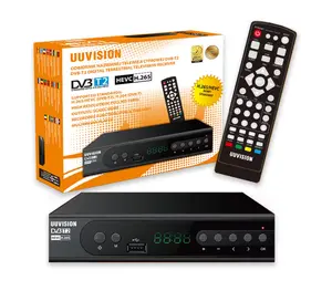 UUVISION DVB-T2 Eropa H.265 FULL HD AC3 EAC3 TV DIgital kotak konverter dengan LAN port Scart DVB 1080P Digital Decoder