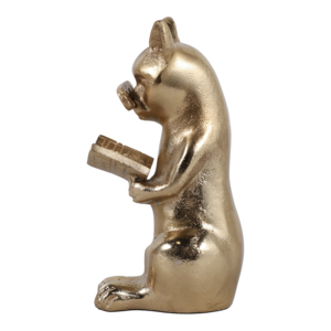 Statuetta Decorativa di Gattino con Occhiali, Finitura Dorata per Arredamento Casa, Ufficio e Bagno - Product Image 5