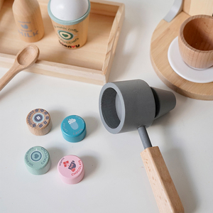 Style nordique nouveau Design gros en bois enfants populaire Simulation unisexe semblant jouer cuisine jouet ensemble <span class=keywords><strong>Machine</strong></span> à café pour les enfants - Product Image 6