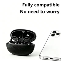 Nuevos Auriculares TWS con Clip de Oreja y Textura de Cuero, Auriculares Deportivos con Baja Latencia 5.3, Batería Grande Ergonómica, IPX5