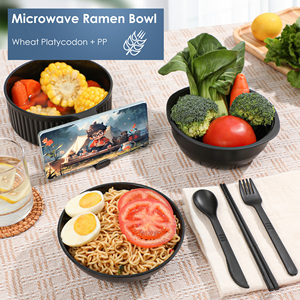 Ensemble de bols en plastique pour aliments, personnalisables, en paille de blé, pour ramen instantané et nouilles, compatibles micro-ondes - Product Image 5