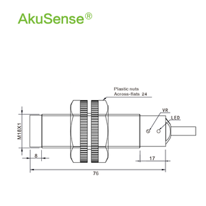 Sensor de Nivel Capacitivo de 15 mm, Sin Blindaje, Salida PNP, Montaje Empotrado, 10-30 VCC, CKN18-15PO - Product Image 3