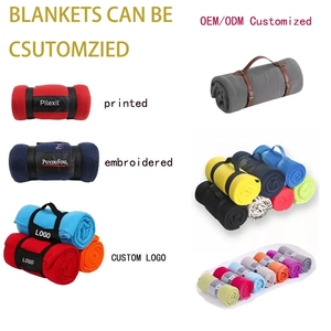 بيع بالجملة ترويج شعار مخصص القطبية صوف بطانية التخييم مع حزام - Product Image 3