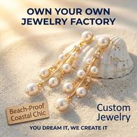Boucles d'oreilles pendantes personnalisées pour femmes, bijoux en acier inoxydable plaqué or 18 carats, fabrication de 15 ans, boucles d'oreilles en perles imperméables personnalisées