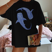 Nouveau T-shirt d'été pour femme 100 % coton à imprimé animal, coupe décontractée, manches courtes, 220g tissé