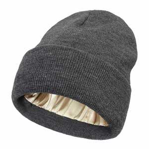 Gorro de Punto para Mujer con Forro Interior de Seda Satinada, Gorro con Forro de Satén para el Invierno - Product Image 6
