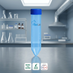 Tube à centrifuger en verre borosilicaté avec bouchon à vis bleu, tube à échantillons de laboratoire pour usage clinique et en laboratoire - Product Image 4