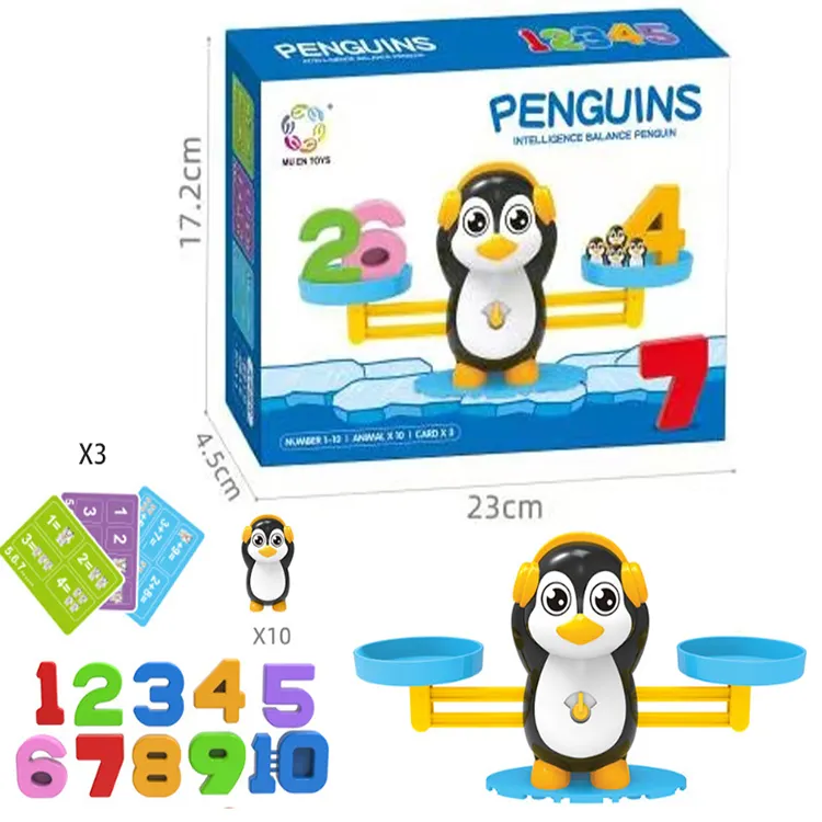 卸売子供啓発数学マッチゲーム幼稚園教育パズル教育番号牛ペンギンと猿のバランスのおもちゃ