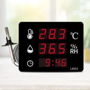 湿度計湿度センサ Suppliers-RONGCELX915温度湿度計デジタル湿度計壁掛け式家庭用LED温度湿度センサー (プローブ付き)