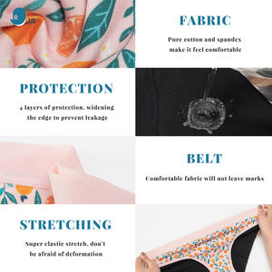 Culottes menstruelles à flux moyen pour adolescentes XXS XXL Sans couture Taille basse Spandex Coton 4 couches Anti-fuite - Product Image 2