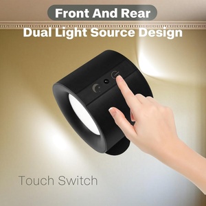 Foco LED para interiores, fuente de <span class=keywords><strong>luz</strong></span> recargable de doble cara, foco de arte inalámbrico, <span class=keywords><strong>temporizador</strong></span>, remoto, lámpara de pared magnética de 360 ° - Product Image 2