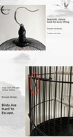 Cage à oiseaux ronde en métal de style antique pour oiseaux de petite à moyenne taille, volière vintage pour perruches, calopsittes, agapornis