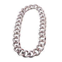 Collier pour homme en plastique doré, style urbain, avec chaîne épaisse en imitation perles et bambou doré, style hip-hop, extra-épais et exagéré