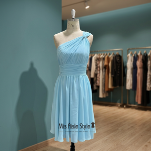 Vestido de Dama de Honor de Chifón con un Hombro Descubierto, Cuello en V, Corte Clásico en A, Largo hasta el Suelo, 100% Poliéster, Limpieza en Seco, ODM - Product Image 3