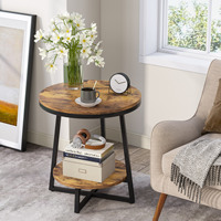 Tribesigns accent moderne petites tables d'appoint rondes en bois marron antique rustique pour canapé de salon