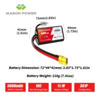 Batterie Li-ion cylindrique ultra haute capacité Mason Power 3S 5000mAh 11.1V, testée rigoureusement pour drones et FPV à longue autonomie