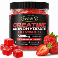 Bonbons Gommeux à la Créatine Monohydrate Enrichie, Saveur Fraise, pour Adultes, 120 unités, Mélange Énergétique, Personnalisable, Prise Post-Entraînement Rapide